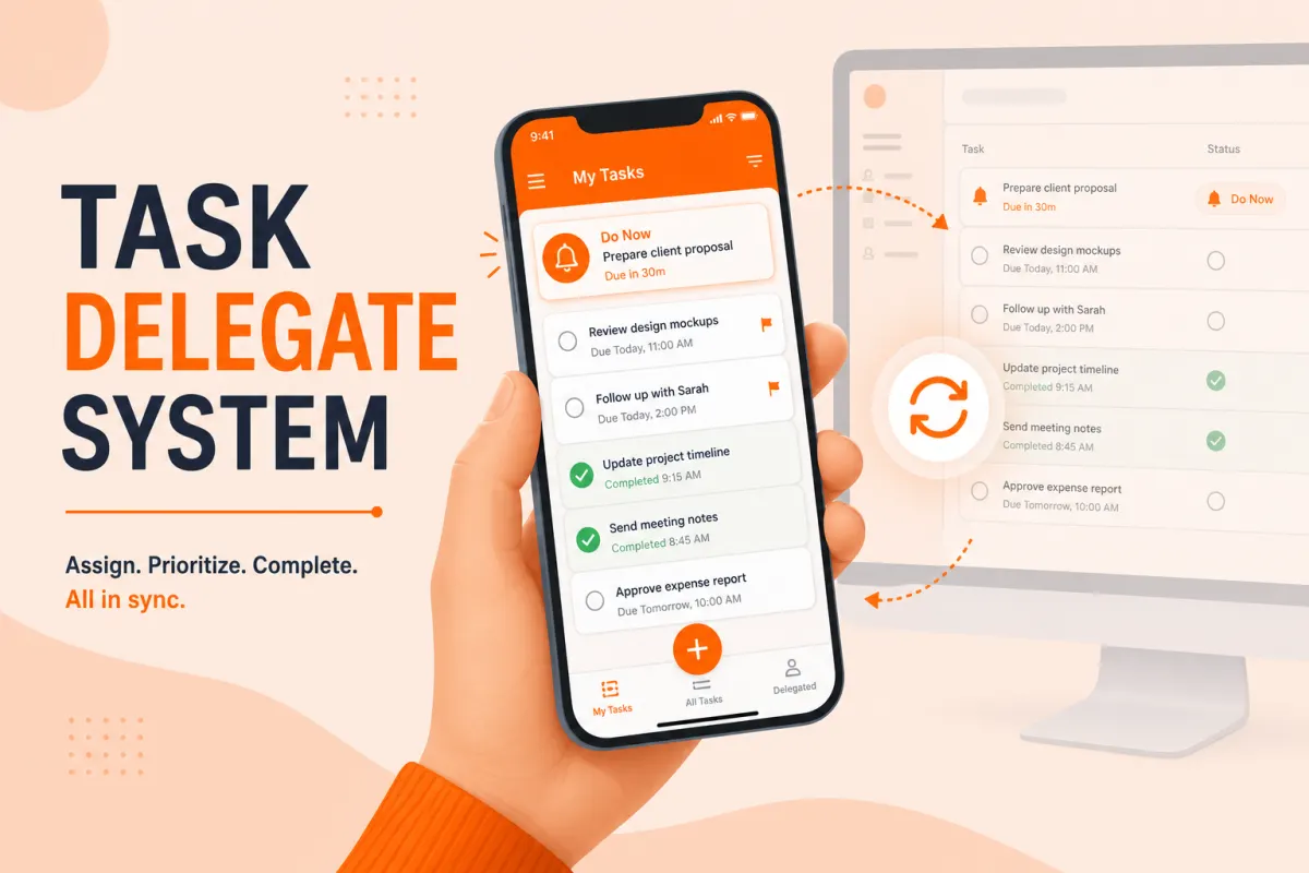 Illustration for How the TDS Mobile App Works on the Task Delegate System blog
